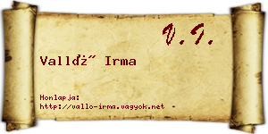 Valló Irma névjegykártya